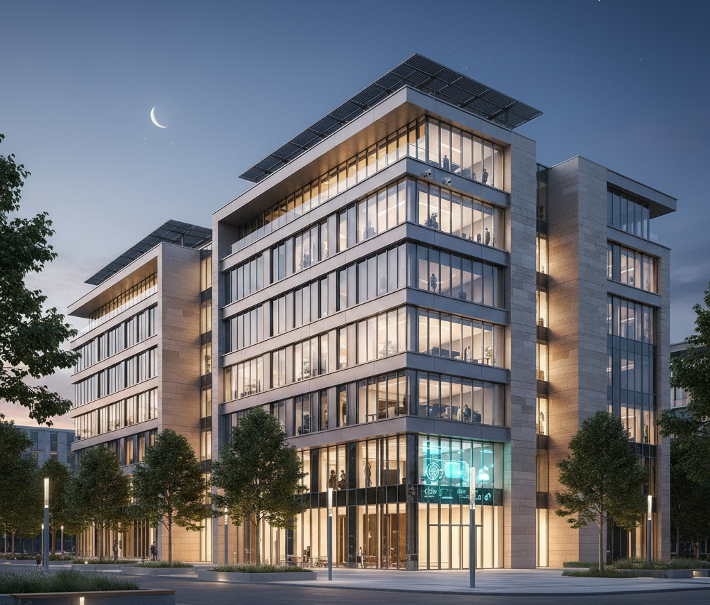 Bâtiment intelligent la nuit