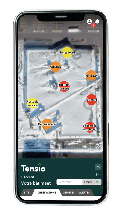 Application Web de Tensio sur un appareil mobile