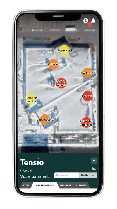 Application Web de Tensio sur un appareil mobile Application Web de Tensio sur un appareil mobile