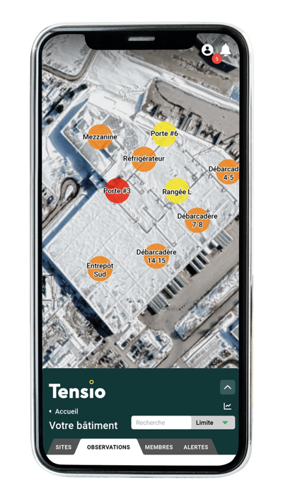 Application Web de Tensio sur un appareil mobile Application Web de Tensio sur un appareil mobile