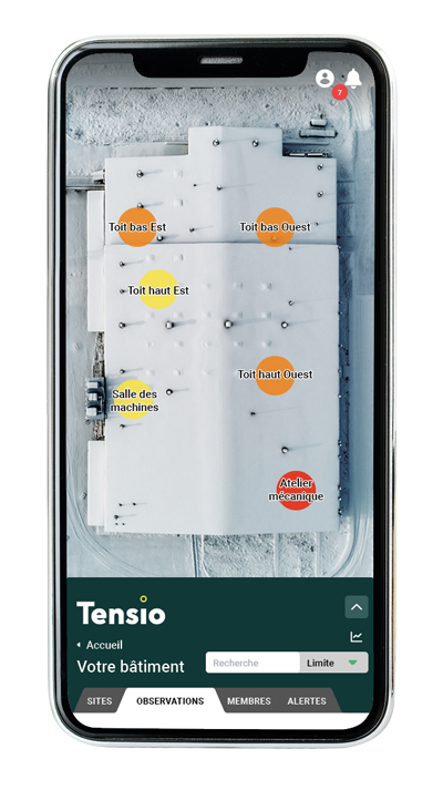 Application Web de Tensio sur un appareil mobile