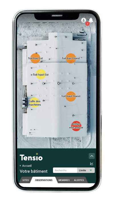 Application Web de Tensio sur un appareil mobile Application Web de Tensio sur un appareil mobile
